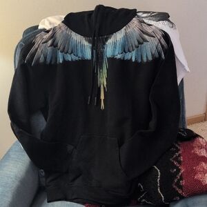Marcelo Burlon, Black Hoodie with Wing Design